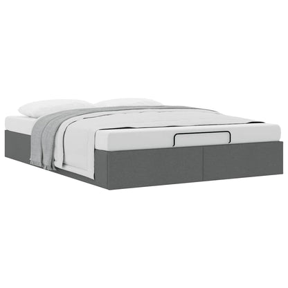 Cadre de lit ottoman sans matelas gris foncé 140x200 cm tissu