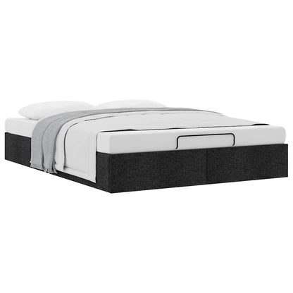 Cadre de lit ottoman sans matelas noir 140x200 cm tissu