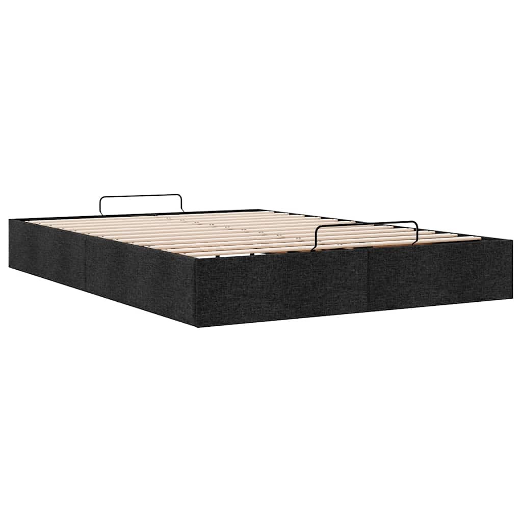 Cadre de lit ottoman sans matelas noir 140x200 cm tissu