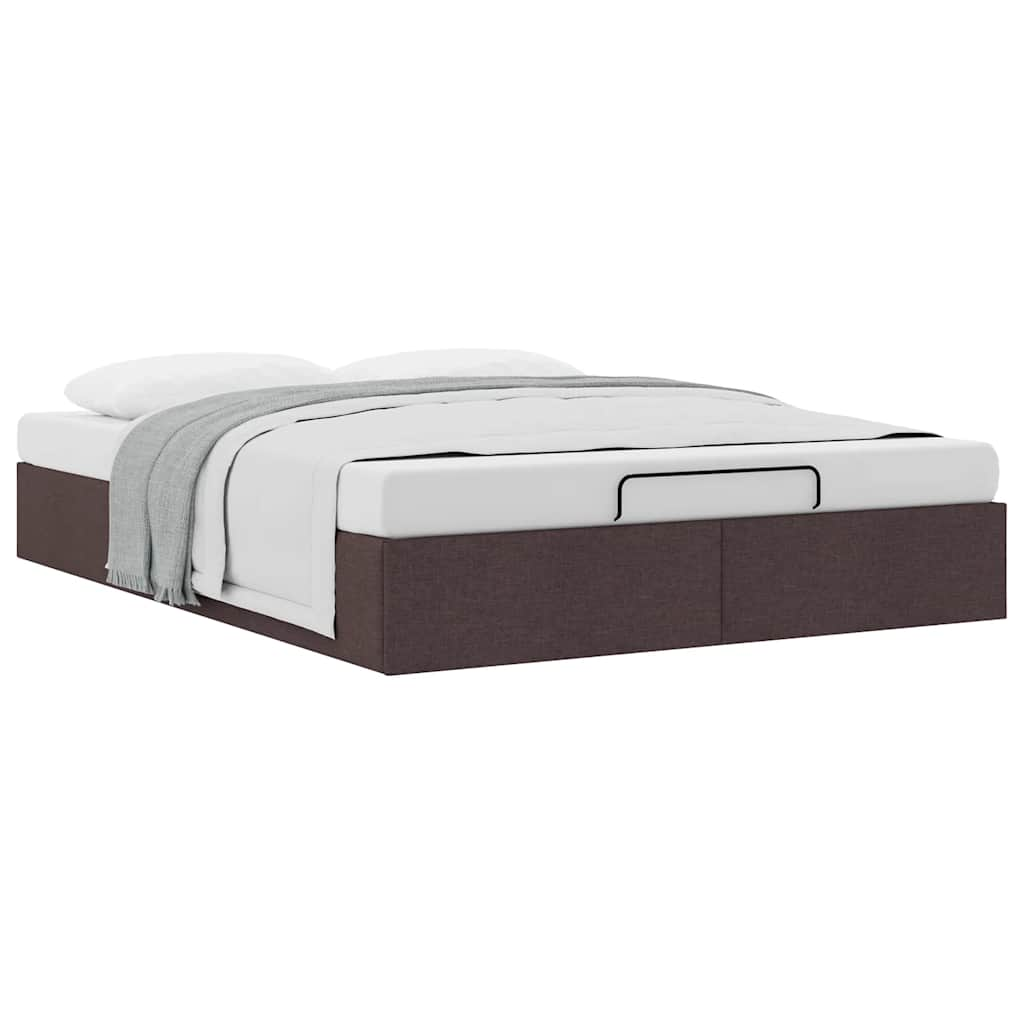 Cadre de lit ottoman sans matelas marron foncé 140x200 cm tissu