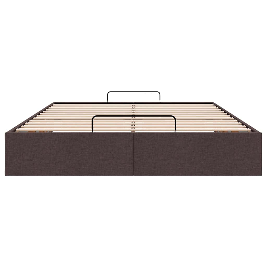 Cadre de lit ottoman sans matelas marron foncé 140x200 cm tissu