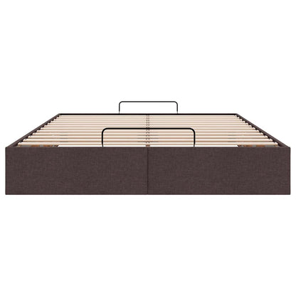 Cadre de lit ottoman sans matelas marron foncé 140x200 cm tissu