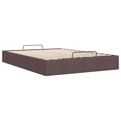 Cadre de lit ottoman sans matelas marron foncé 140x200 cm tissu