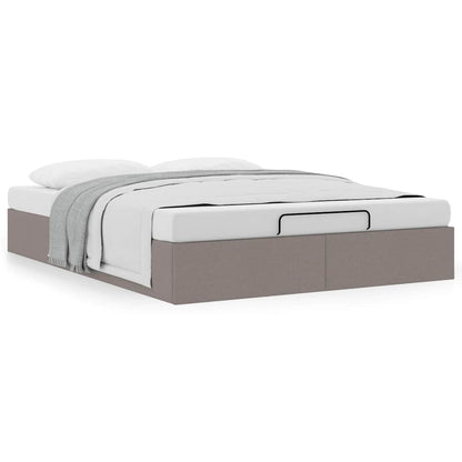 Cadre de lit ottoman sans matelas taupe 140x200 cm tissu