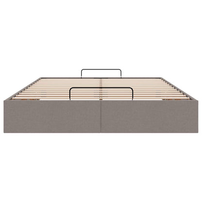 Cadre de lit ottoman sans matelas taupe 140x200 cm tissu