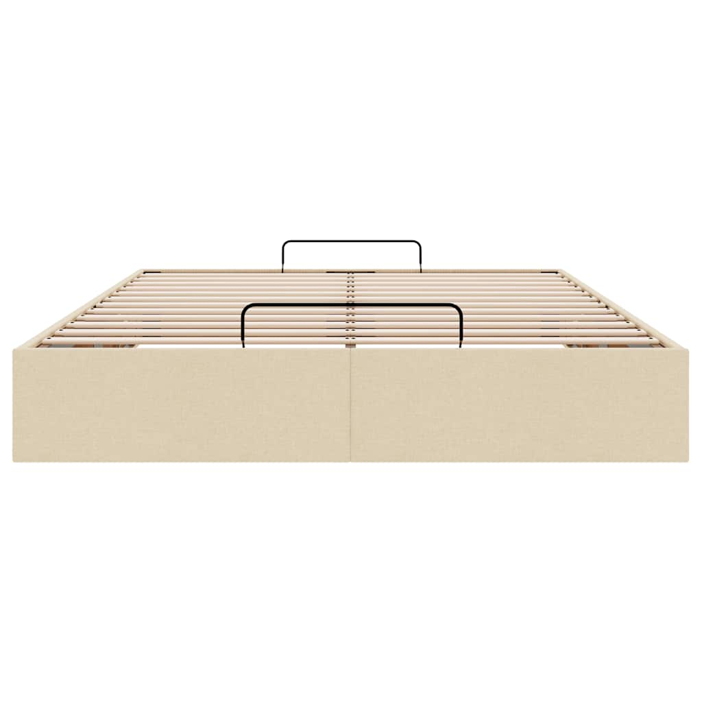 Cadre de lit ottoman sans matelas crème 140x200 cm tissu