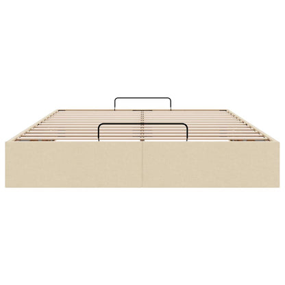 Cadre de lit ottoman sans matelas crème 140x200 cm tissu