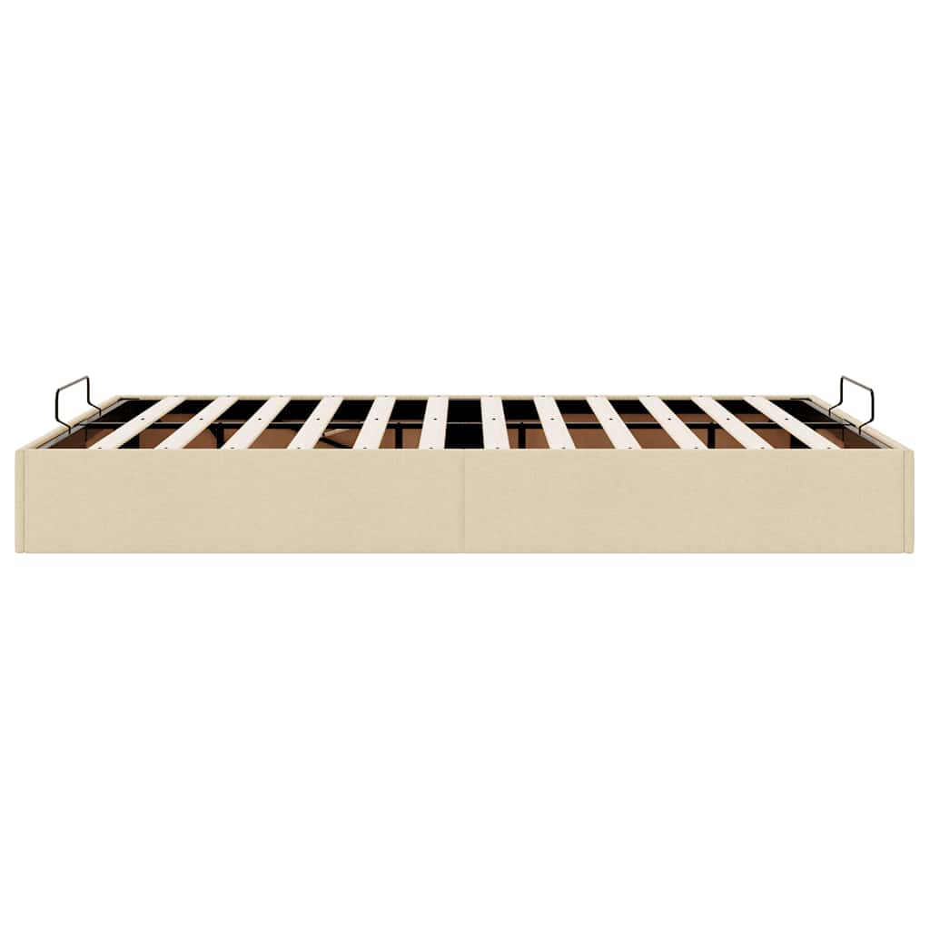 Cadre de lit ottoman sans matelas crème 140x200 cm tissu