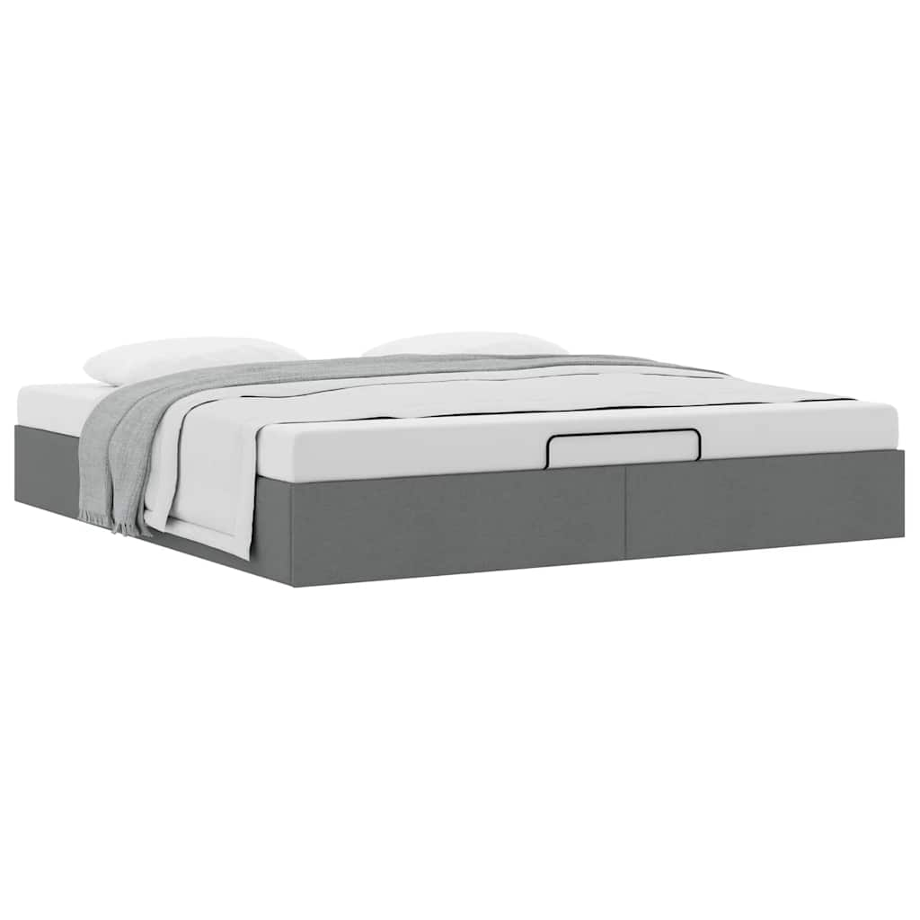 Cadre de lit ottoman sans matelas gris foncé 160x200 cm tissu