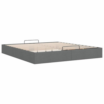 Cadre de lit ottoman sans matelas gris foncé 160x200 cm tissu