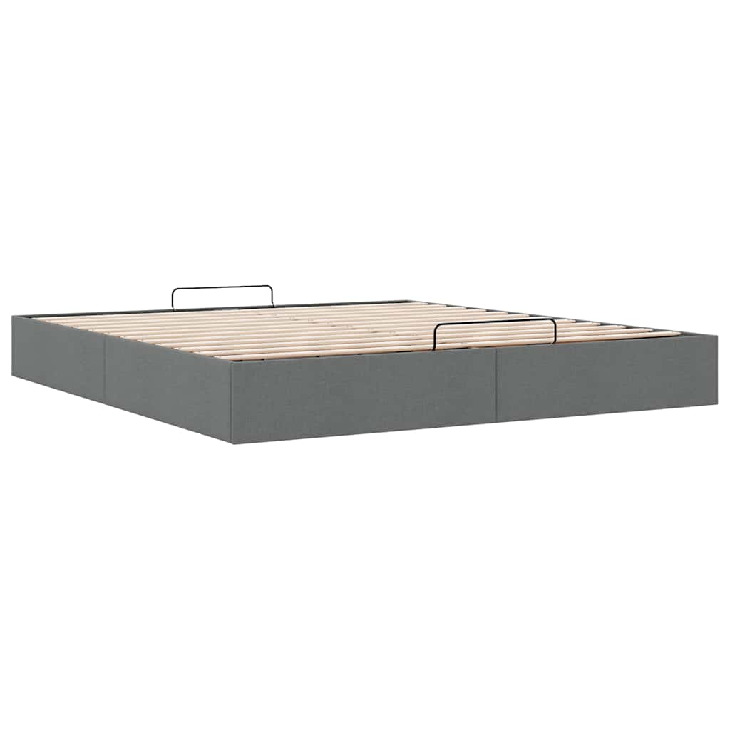 Cadre de lit ottoman sans matelas gris foncé 160x200 cm tissu