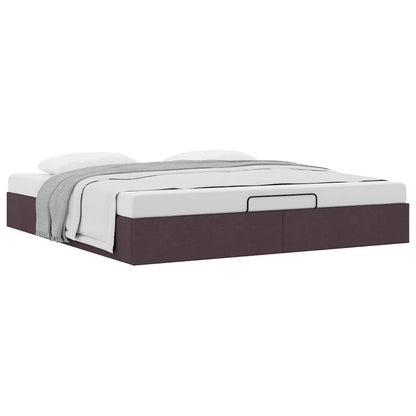 Cadre de lit ottoman sans matelas marron foncé 160x200 cm tissu