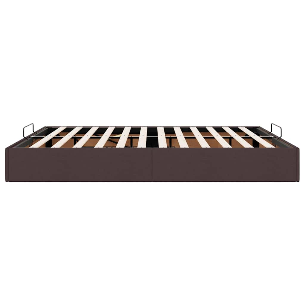 Cadre de lit ottoman sans matelas marron foncé 160x200 cm tissu