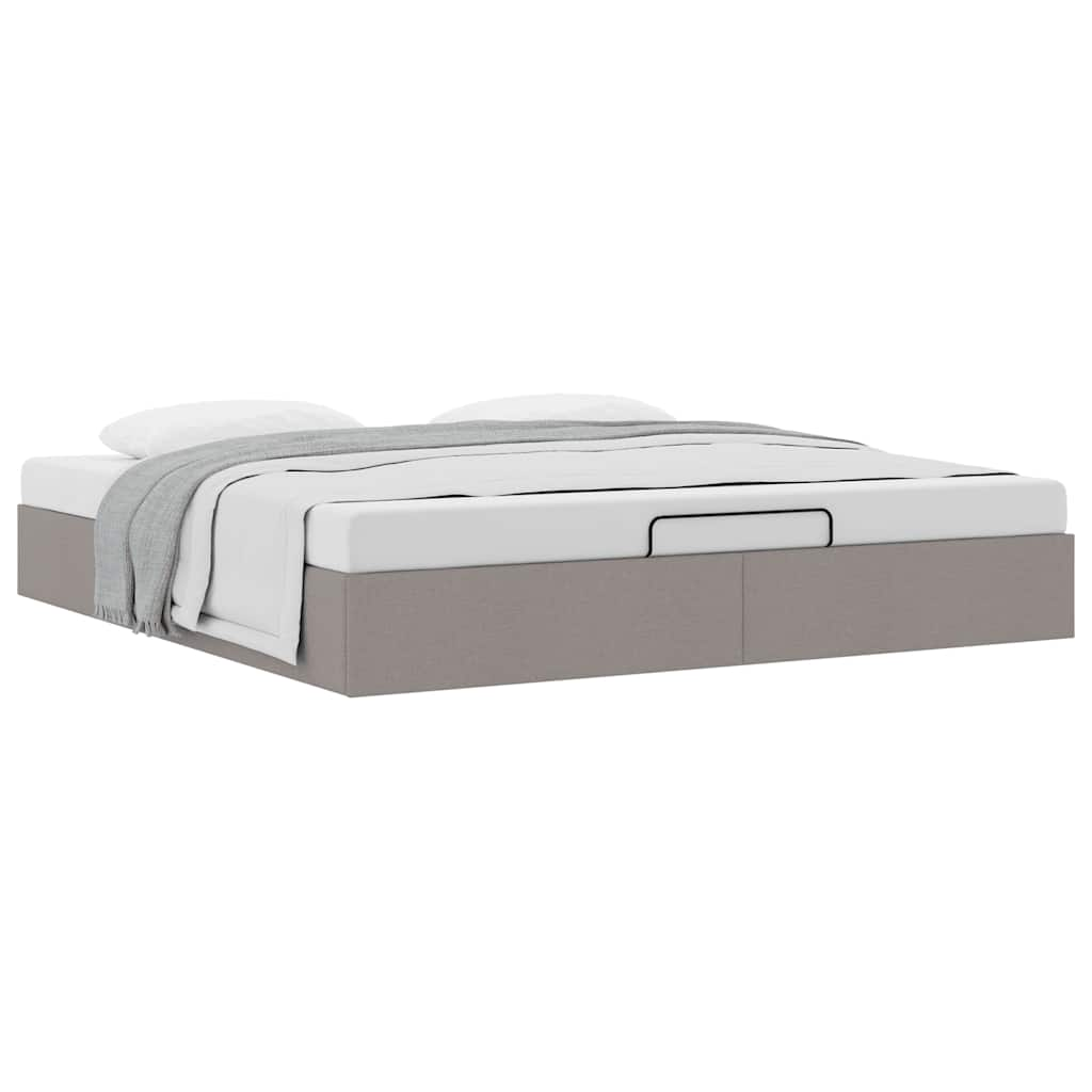 Cadre de lit ottoman sans matelas taupe 160x200 cm tissu