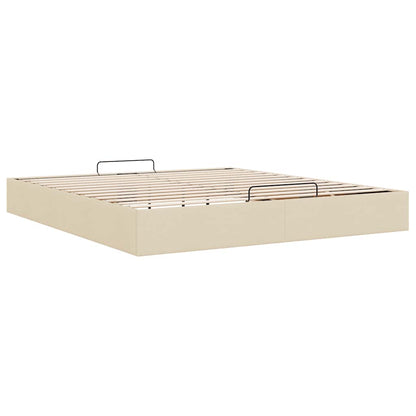 Cadre de lit ottoman sans matelas crème 160x200 cm tissu