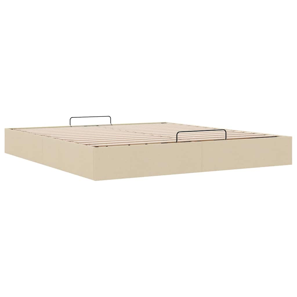 Cadre de lit ottoman sans matelas crème 160x200 cm tissu