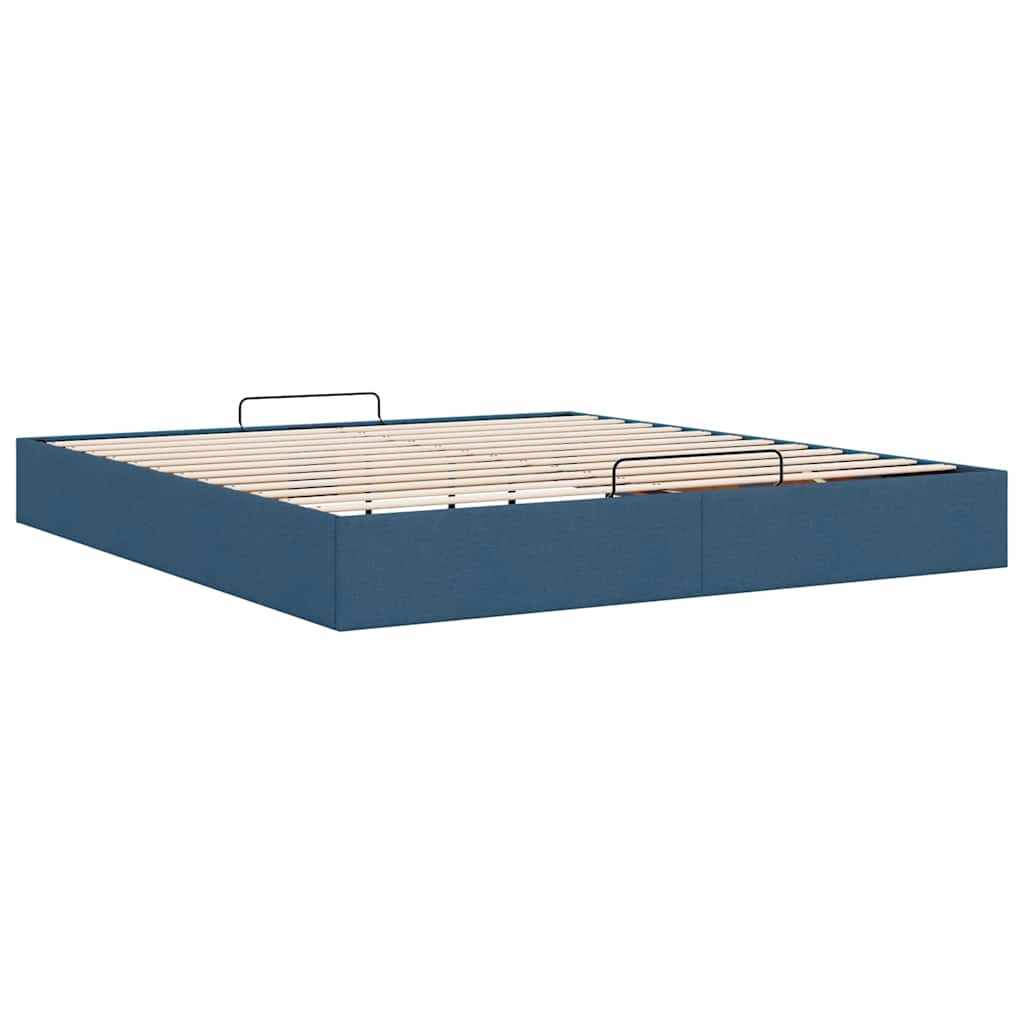 Cadre de lit ottoman sans matelas bleu 160x200 cm tissu