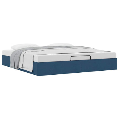 Cadre de lit ottoman sans matelas bleu 160x200 cm tissu