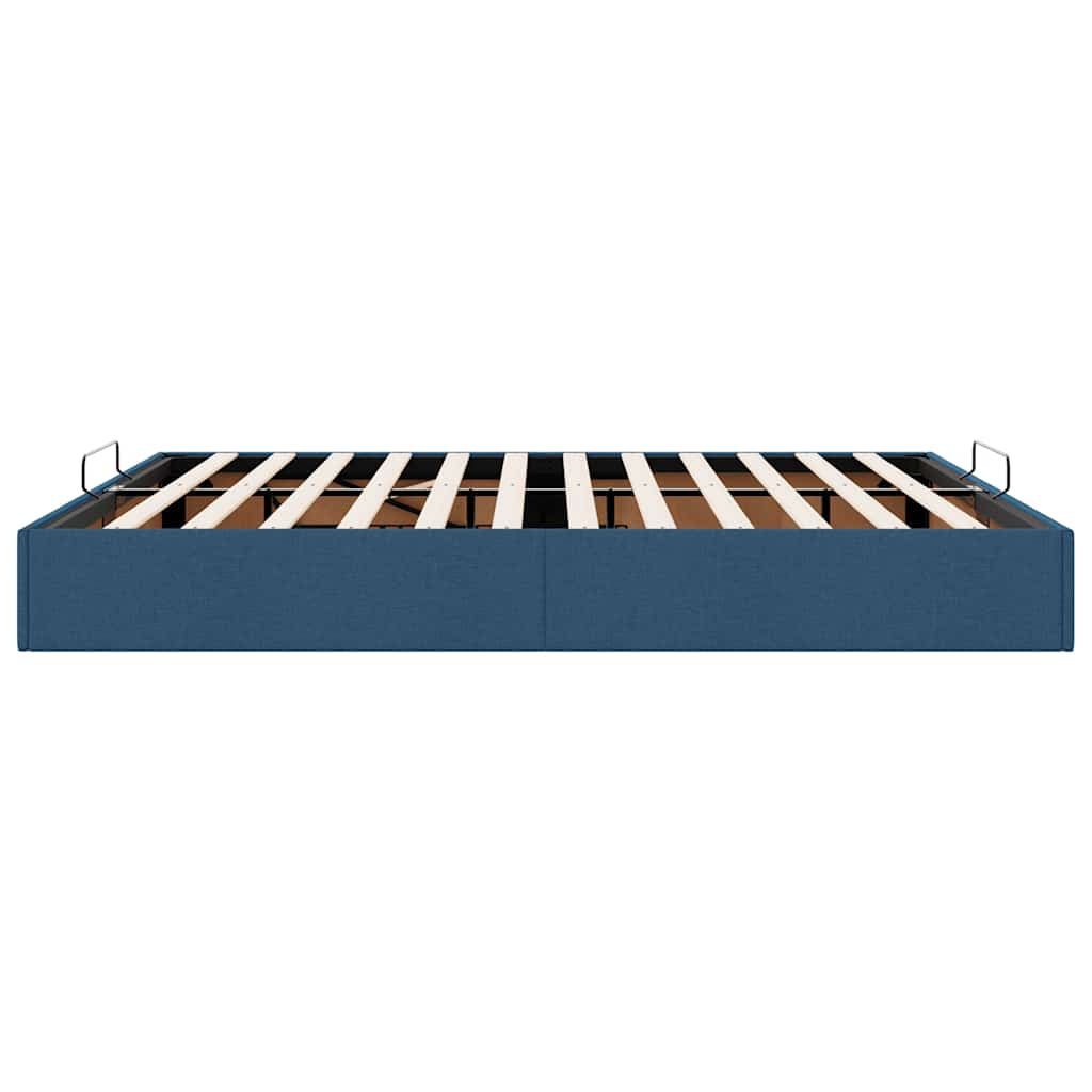 Cadre de lit ottoman sans matelas bleu 160x200 cm tissu