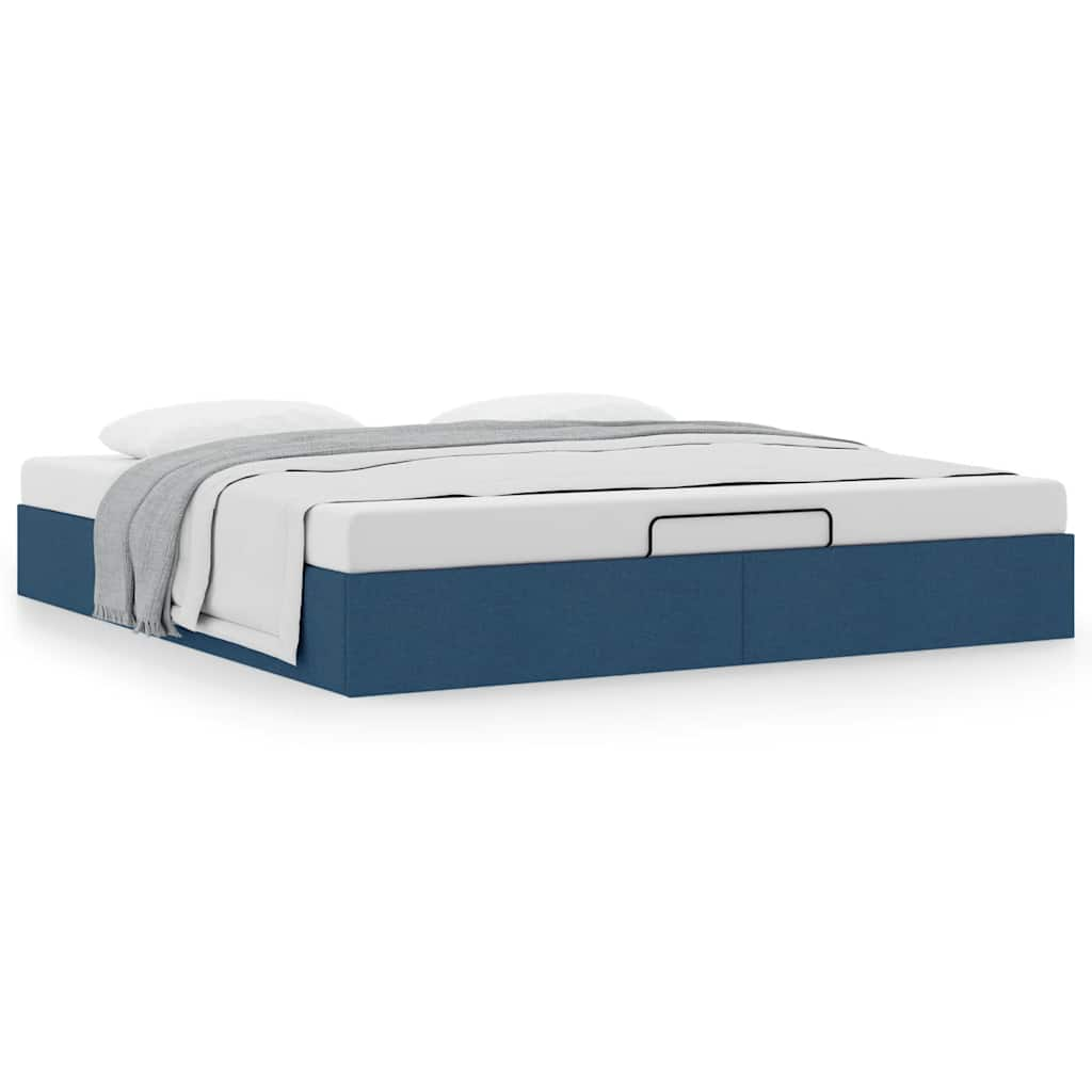 Cadre de lit ottoman sans matelas bleu 160x200 cm tissu