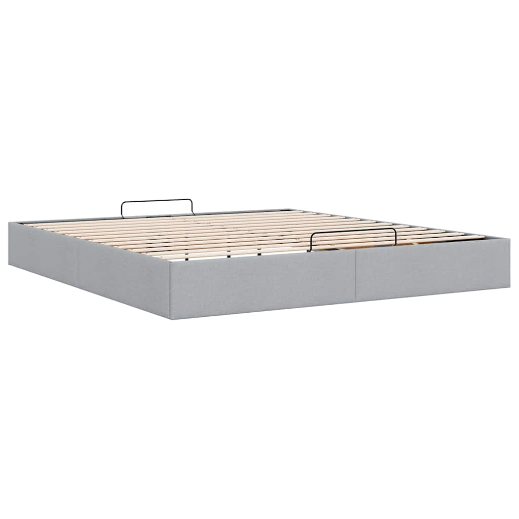 Cadre de lit ottoman sans matelas gris clair 180x200 cm tissu