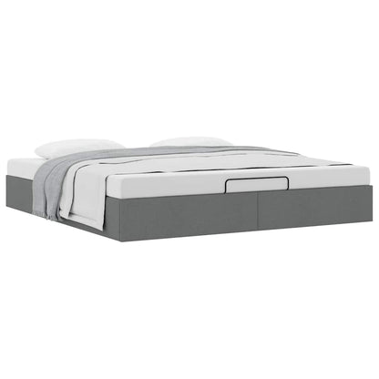 Cadre de lit ottoman sans matelas gris foncé 180x200 cm tissu