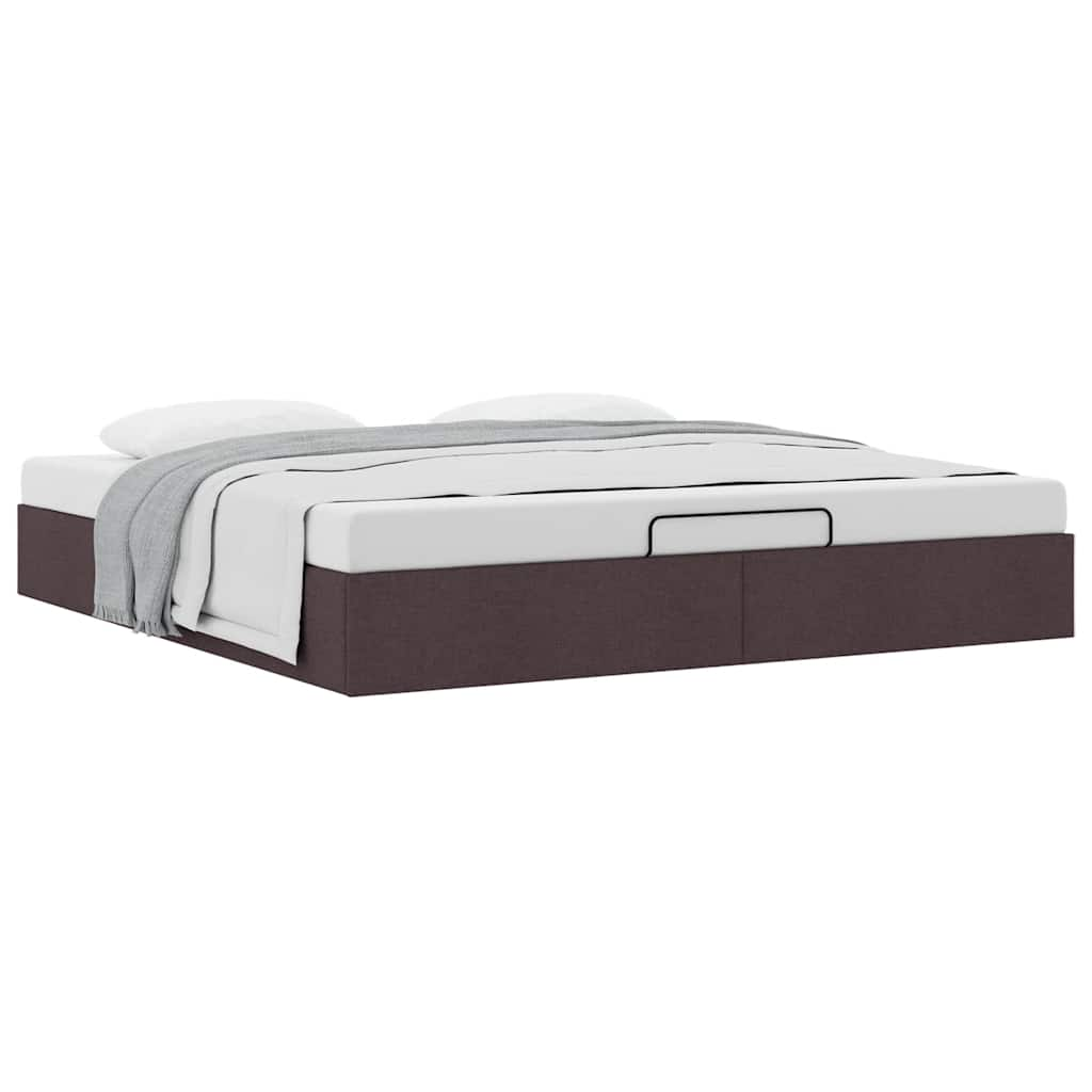 Cadre de lit ottoman sans matelas marron foncé 180x200 cm tissu