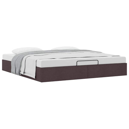 Cadre de lit ottoman sans matelas marron foncé 180x200 cm tissu