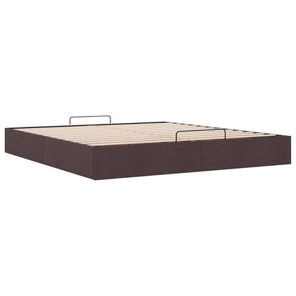 Cadre de lit ottoman sans matelas marron foncé 180x200 cm tissu