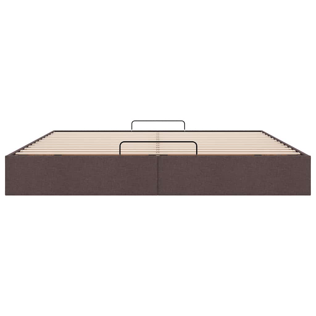 Cadre de lit ottoman sans matelas marron foncé 180x200 cm tissu