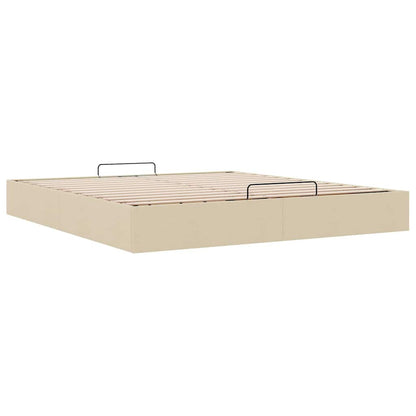 Cadre de lit ottoman sans matelas crème 180x200 cm tissu