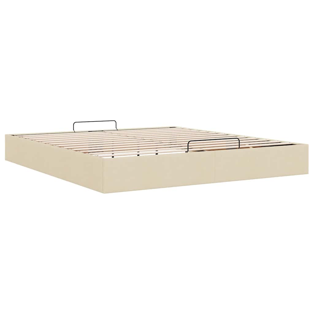 Cadre de lit ottoman sans matelas crème 180x200 cm tissu