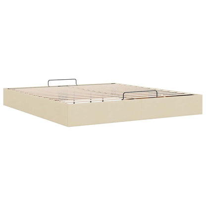 Cadre de lit ottoman sans matelas crème 180x200 cm tissu