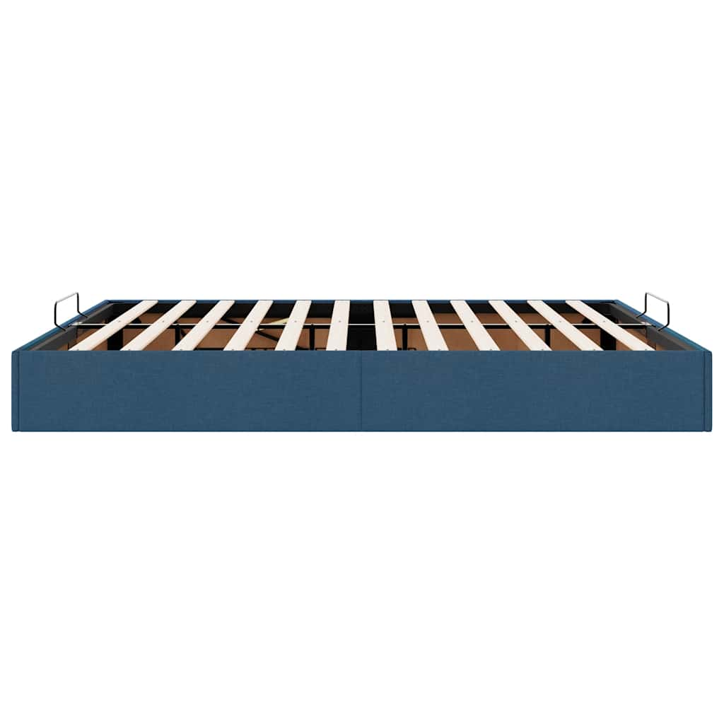 Cadre de lit ottoman sans matelas bleu 180x200 cm tissu