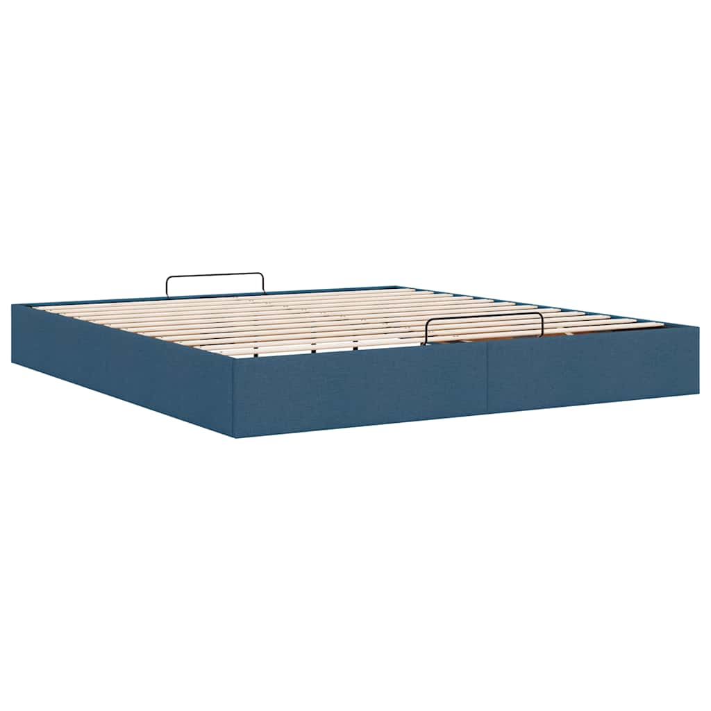 Cadre de lit ottoman sans matelas bleu 180x200 cm tissu