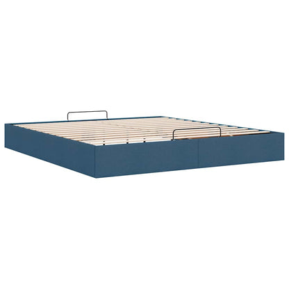 Cadre de lit ottoman sans matelas bleu 180x200 cm tissu