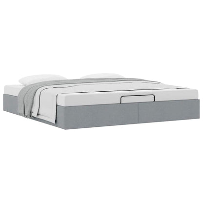 Cadre de lit ottoman sans matelas gris clair 200x200 cm tissu