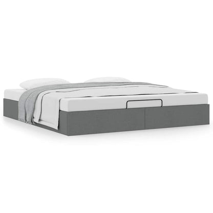 Cadre de lit ottoman sans matelas gris foncé 200x200 cm tissu