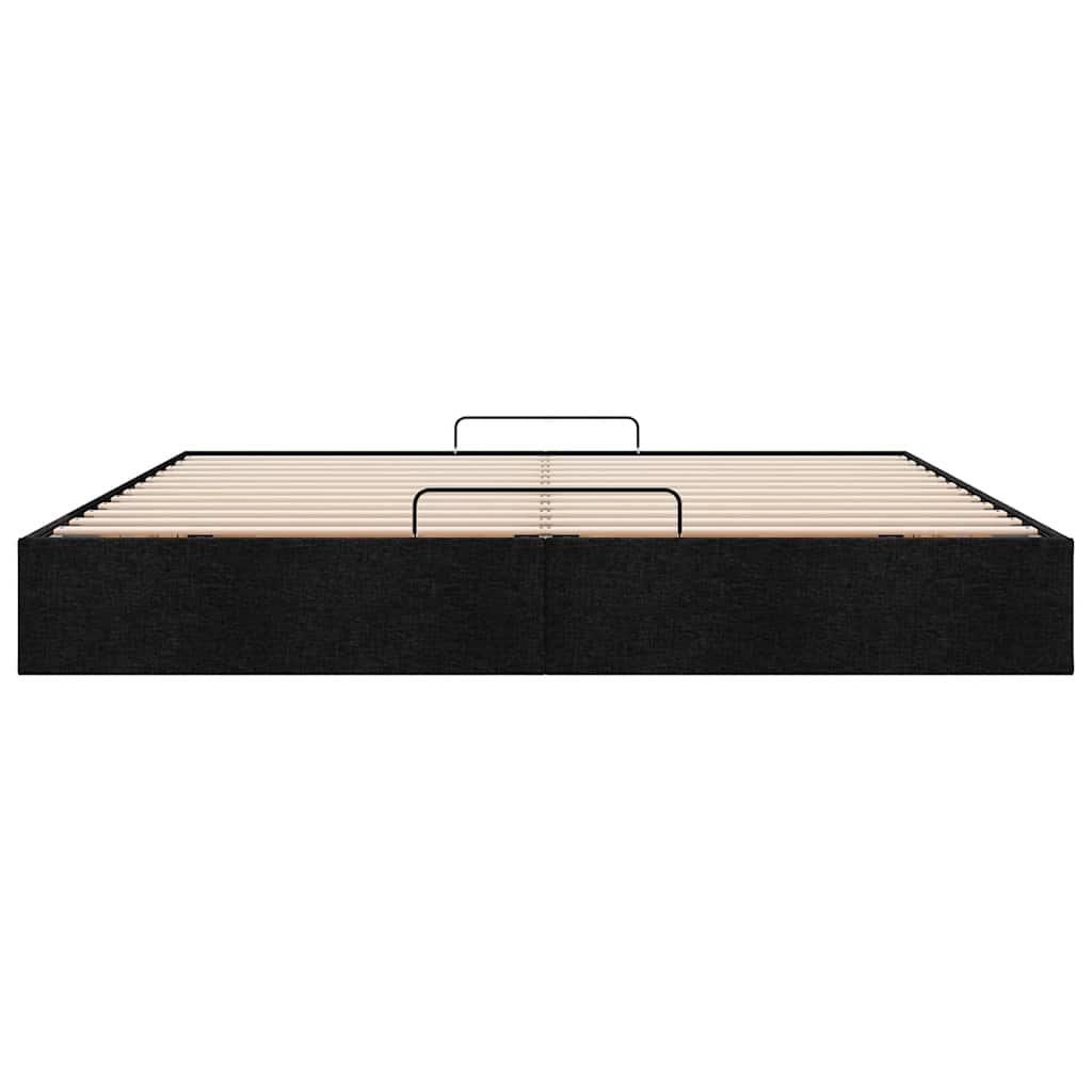 Cadre de lit ottoman sans matelas noir 200x200 cm tissu