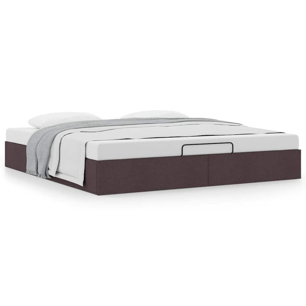 Cadre de lit ottoman sans matelas marron foncé 200x200 cm tissu