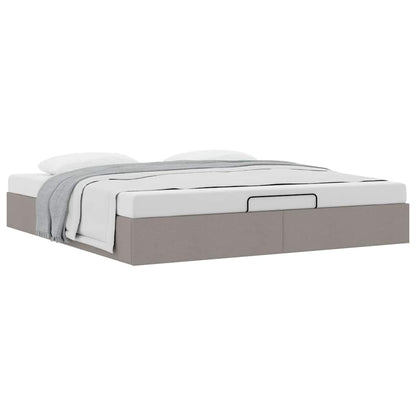 Cadre de lit ottoman sans matelas taupe 200x200 cm tissu