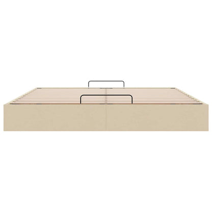 Cadre de lit ottoman sans matelas crème 200x200 cm tissu