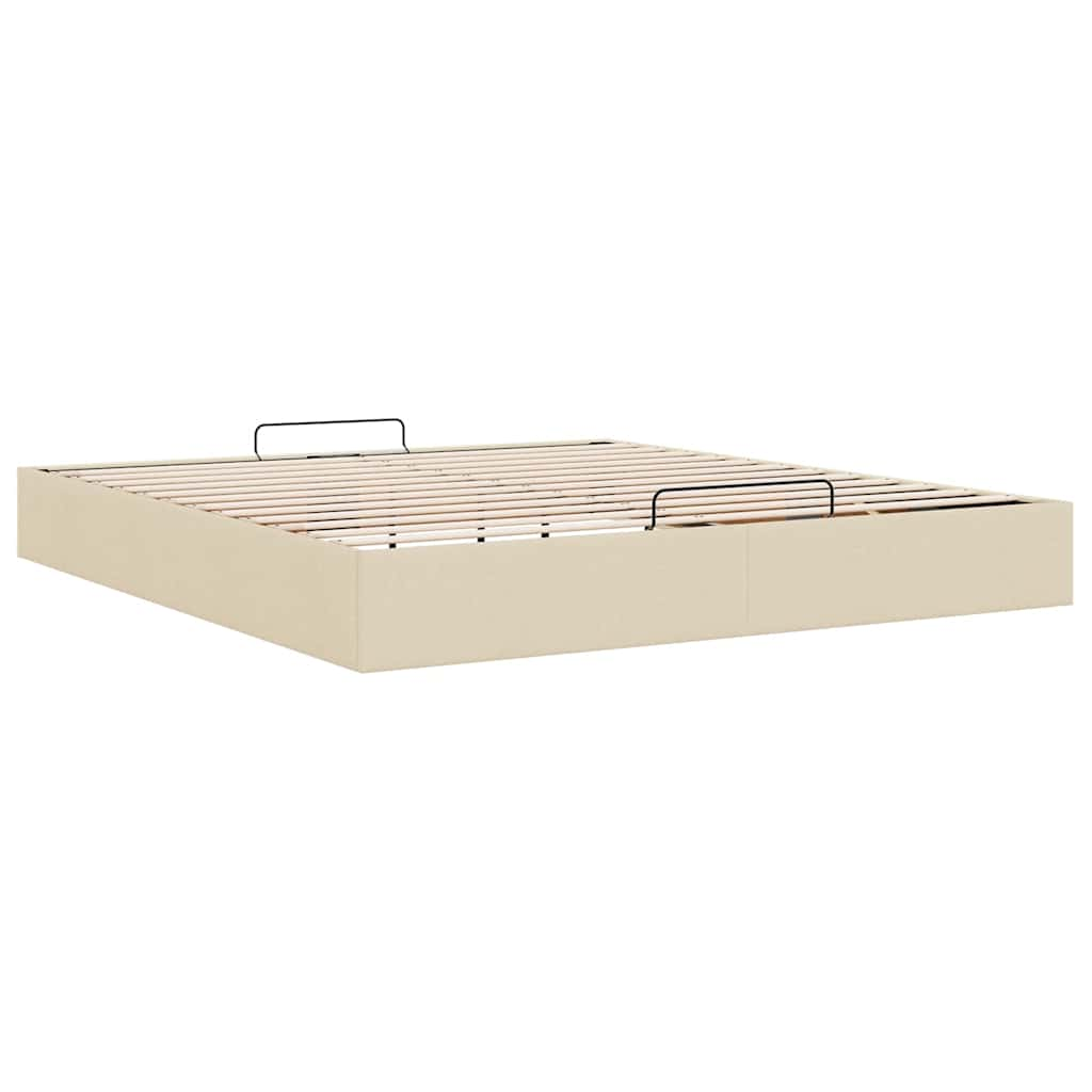 Cadre de lit ottoman sans matelas crème 200x200 cm tissu