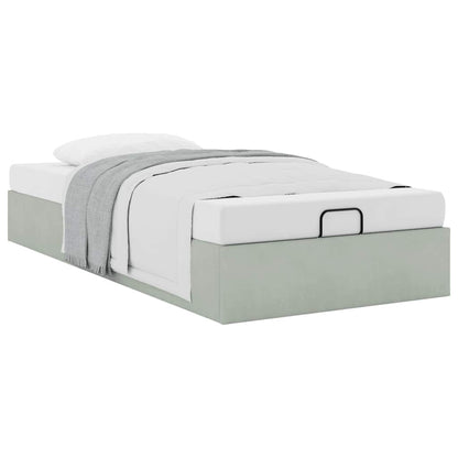 Cadre de lit ottoman sans matelas gris clair 80x200 cm velours