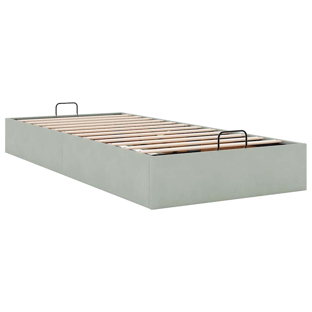 Cadre de lit ottoman sans matelas gris clair 80x200 cm velours