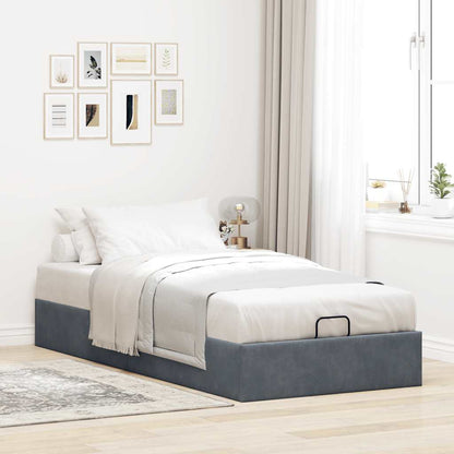 Cadre de lit ottoman sans matelas gris foncé 80x200 cm velours