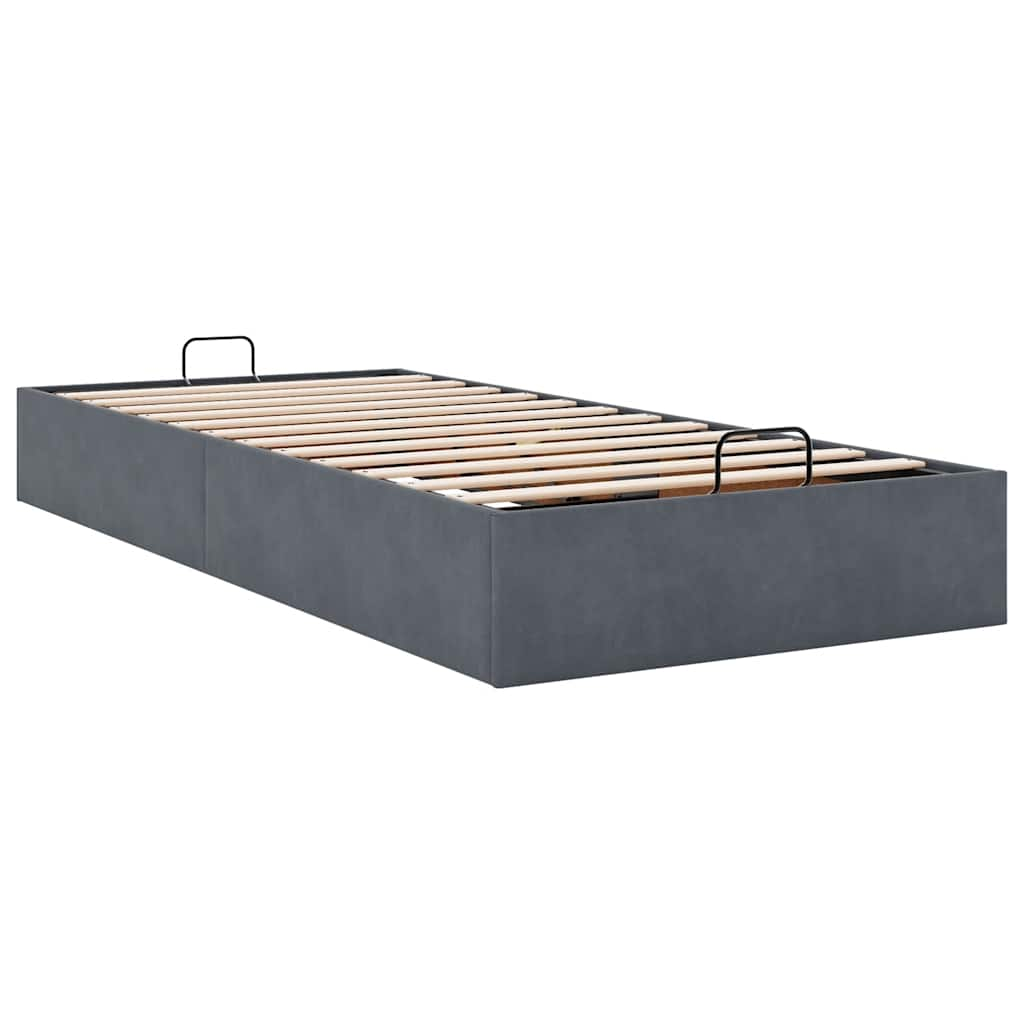 Cadre de lit ottoman sans matelas gris foncé 80x200 cm velours