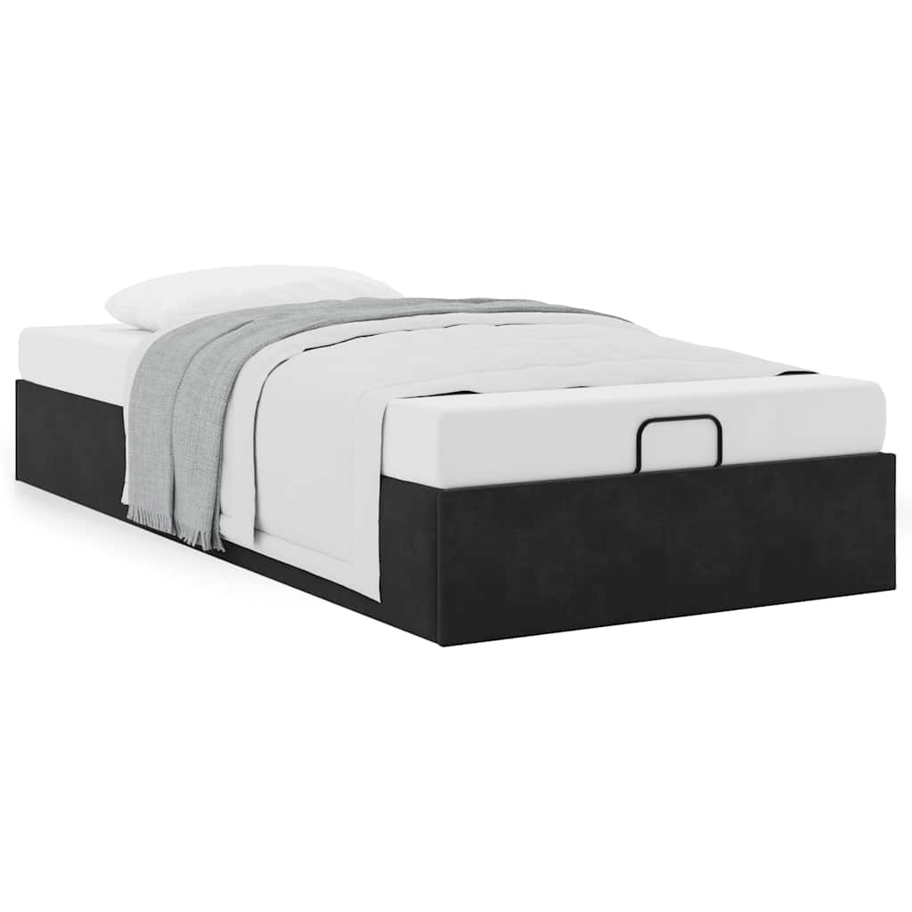 Cadre de lit ottoman sans matelas noir 80x200 cm velours