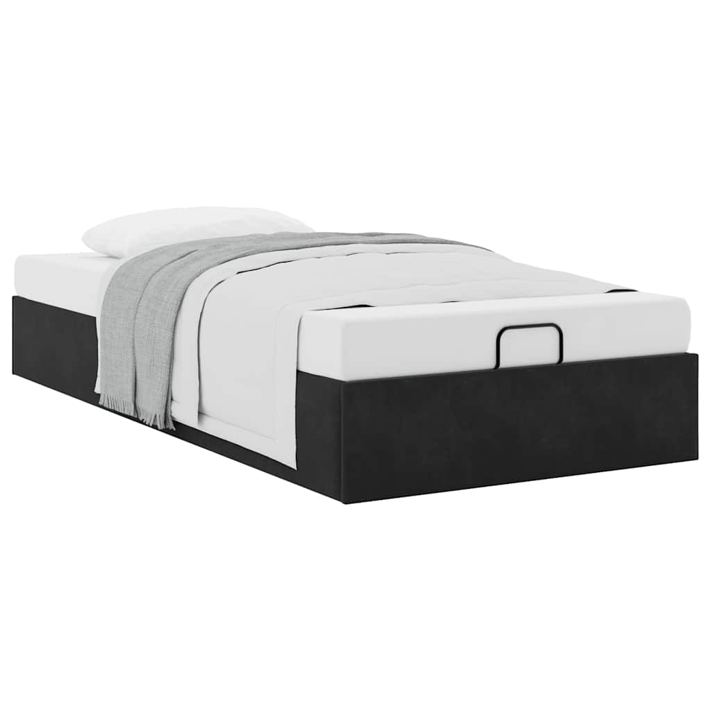 Cadre de lit ottoman sans matelas noir 80x200 cm velours