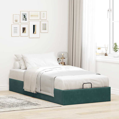 Cadre de lit ottoman sans matelas vert foncé 80x200 cm velours